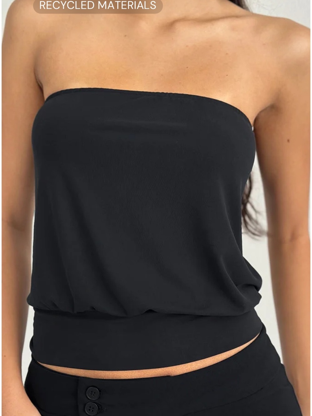 Motel Rocks Leocadia Bandeau Top In Cupro Black